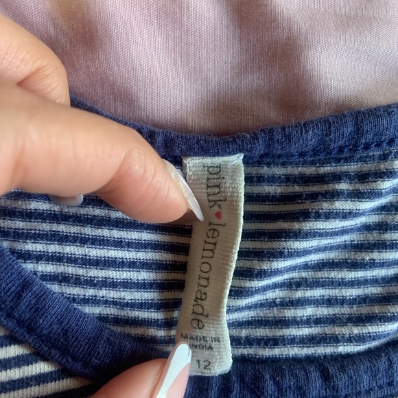 Pink Lemonade Blue and White Striped Short Sleeve Tee with Pineapple Patch - Picture 4 of 4